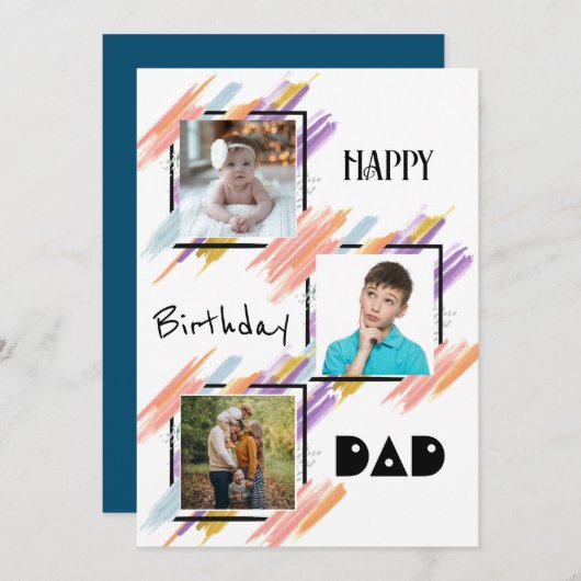Custom Foto Happy Birthday Vater Card & Download Einladung (Vorne/Hinten)