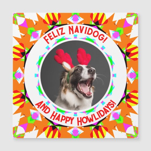 Custom Foto Happy Christmas Dog Mum Vater Magnet (Vorderseite)