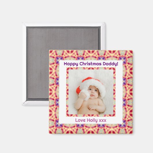 Custom Foto Happy Christmas Jolly Daddy Vater Papa Magnet (Vorderseite/Rückseite)