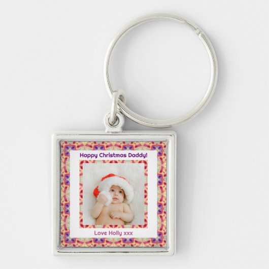 Custom Foto Happy Christmas Jolly Daddy Vater Papa Schlüsselanhänger (Vorne)