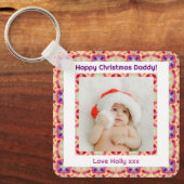 Custom Foto Happy Christmas Jolly Daddy Vater Papa Schlüsselanhänger (Vorderseite)