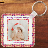 Custom Foto Happy Christmas Jolly Daddy Vater Papa Schlüsselanhänger (Rückseite)