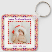 Custom Foto Happy Christmas Jolly Daddy Vater Papa Schlüsselanhänger (Rückseite)