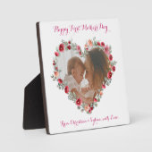 Custom Foto Happy First Mother's Day Blumenherz Fotoplatte (Vorderseite)
