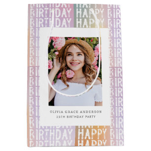 Custom Foto Happy Geburtstag Personalisiert Mittlere Geschenktüte