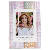 Custom Foto Happy Geburtstag Personalisiert Mittlere Geschenktüte (Rückseite)