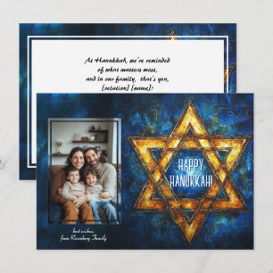 Custom Foto Happy Hanukkah ✡️, Star von David Post Feiertagskarte