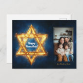 Custom Foto Happy Hanukkah ✡️, Star von David Postkarte (Vorne/Hinten)