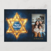 Custom Foto Happy Hanukkah ✡️, Star von David Postkarte (Vorderseite)