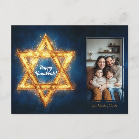 Custom Foto Happy Hanukkah ✡️, Star von David Postkarte (Vorderseite)