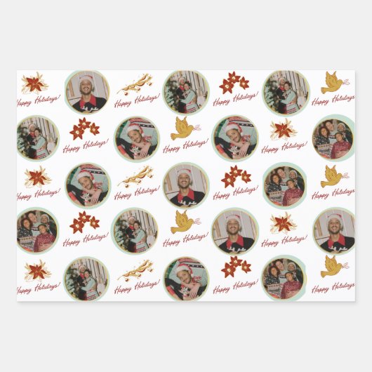 Custom Foto Happy Holidays Geschenkpapier Set (Vorderseite 2)