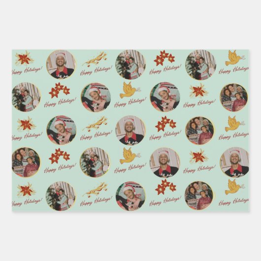 Custom Foto Happy Holidays Geschenkpapier Set (Vorderseite 3)