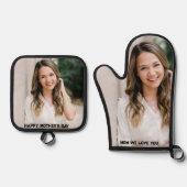 Custom Foto Happy Mother Day Ofenhandschuh & Topflappen-Set (Vorderseite)