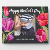 Custom Foto Happy Mother's Day Tulip Florals Fotoplatte (Vorderseite)
