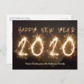 Custom Foto Happy New Year 2020 Firework Sparkler Postkarte (Vorne/Hinten)