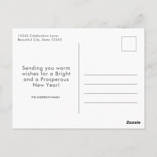 Custom Foto Happy New Year 2020 Firework Sparkler Postkarte (Rückseite)