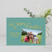 Custom Foto Happy Oster Bunny Foil Grußkarte Folieneinladung (Stehend vorne)