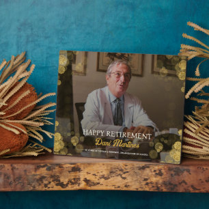 Custom Foto Happy Retirement Gold Confetti Fotoplatte