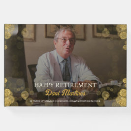 Custom Foto Happy Retirement Gold Confetti Gästebuch