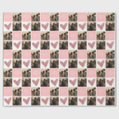 Custom Foto Happy Valentine's Day Hearts Muster Geschenkpapier (Flach)