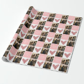Custom Foto Happy Valentine's Day Hearts Muster Geschenkpapier (Ungerollt)