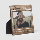 Custom Foto Happy Vatertag Rustikales Holz Fotoplatte (Vorderseite)