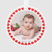 Custom Foto & Hearts Weihnachtsdekoration Ornament (Vorderseite)