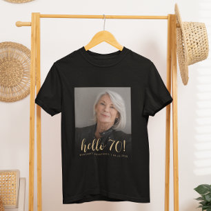 Custom Foto Hello 70 Seventieth Birthday Party T-Shirt