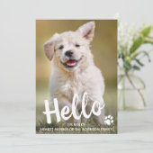 Custom Foto Hello New Pet Puppy Dog Ankündigung (Stehend Vorderseite)