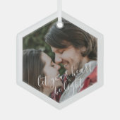Custom Foto Hexagon Glas Weihnachtsbaum Ornament (Vorderseite)
