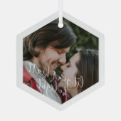 Custom Foto Hexagon Glas Weihnachtsbaum Ornament (Rückseite)