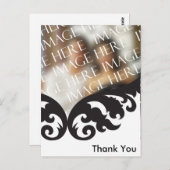 Custom Foto Hochzeit Danke Schwarz-weiß Damask Postkarte (Vorne/Hinten)