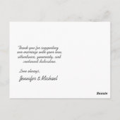 Custom Foto Hochzeit Danke Schwarz-weiß Damask Postkarte (Rückseite)