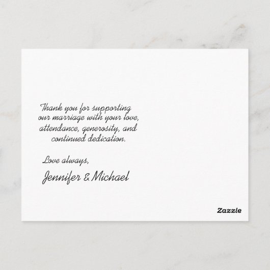 Custom Foto Hochzeit Danke Schwarz-weiß Damask Postkarte (Rückseite)