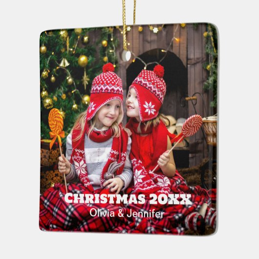 Custom Foto Holiday 2 Sided Square Ornament (Links)