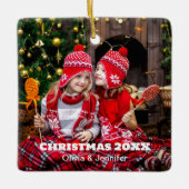 Custom Foto Holiday 2 Sided Square Ornament (Vorderseite)