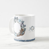 Custom Foto, Holiday Blue und Silver Wreath Kaffeetasse (Vorderseite Links)