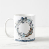 Custom Foto, Holiday Blue und Silver Wreath Kaffeetasse (Links)