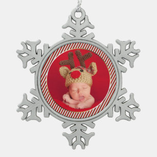 Custom Foto Holiday Weihnachtsschmuck Schneeflocken Zinn-Ornament