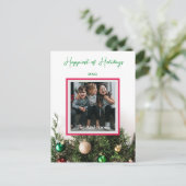 Custom Foto Holidays Ornaments Pine Postkarte (Stehend Vorderseite)