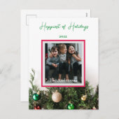 Custom Foto Holidays Ornaments Pine Postkarte (Vorne/Hinten)