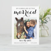 Custom Foto Horse Pet Reittiere Hochzeit Save The Date (Stehend Vorderseite)