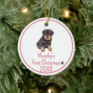 Custom Foto Hunde Erste Weihnachten 20XX Keramik Ornament