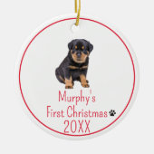 Custom Foto Hunde Erste Weihnachten 20XX Keramik Ornament (Vorne)