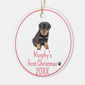 Custom Foto Hunde Erste Weihnachten 20XX Keramik Ornament (Links)
