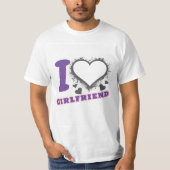 Custom Foto I Liebe My Girlfriend I heart GF grau T-Shirt (Vorderseite)