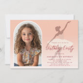 Custom Foto I Pink Silhouette Ballerina Geburtstag Einladung (Vorderseite)