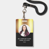 Custom Foto ID Metallic Gold Black Ausweis (Vorderseite mit Lanyard)