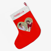 Custom Foto Inside Heart Weihnachten Strumpf Großer Weihnachtsstrumpf (Rückseite (Hängend))