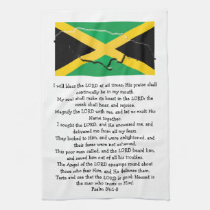 Custom Foto Jamaica Flag Psalm 34 Christlich Geschirrtuch